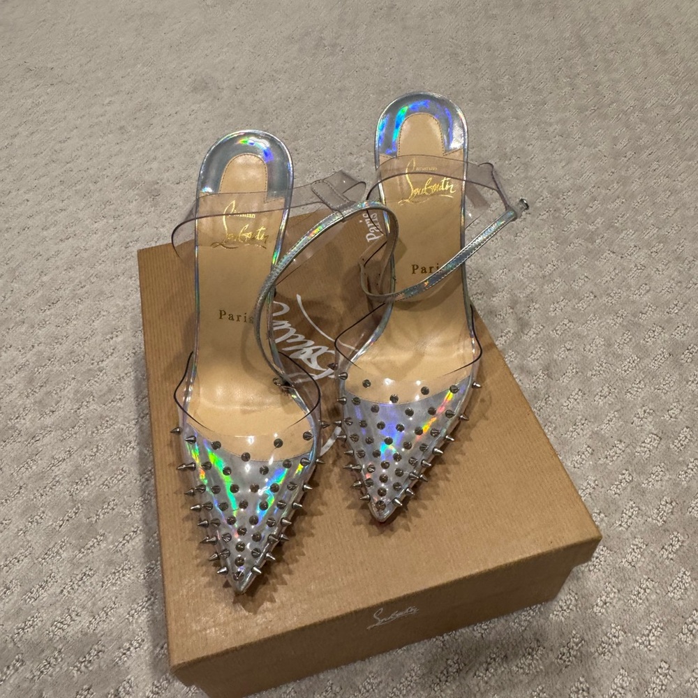 Christian Louboutin Spikoo Silver 38.5